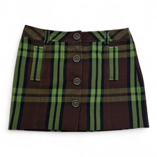 LIU JO Gonna minigonna marrone verde fantasia quadri tartan Tg IT 44 Cotone Lana
