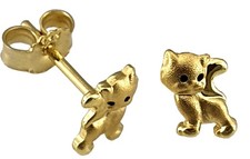 Orecchini gatto oro 333 - orecchini,