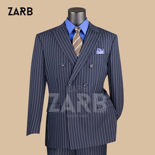 Tuta gessato blu navy - blu, |