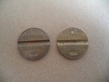 Lotto gettone telefonico 2 pezzi 7611 e 7705 anni '70 vintage collezione ricordo