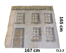 GRANDE SCENOGRAFIA TEATRALE ANTICA FACCIATA PALAZZO DIPINTA FONDALE CL2.3