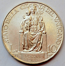 10 Lire 1935 Città del Vaticano, Maria, Regina della Pace, Pio XI, moneta argento