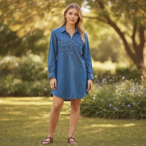 Abito camicia denim chambray - denim,