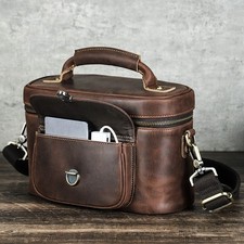 Borsa in pelle per fotocamera DSLR custodia per fotocamera obiettivo scheda borsa a tracolla borsa a mano