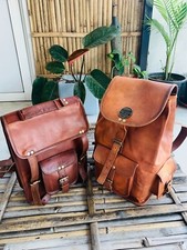 Borsa zaino vintage in vera pelle marrone borsa per laptop confezione da 2 borse