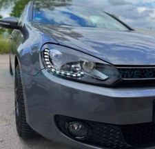 FARI LED GOLF 6 MODELLO ORIGINALE GTI DAYLINE NERI DRL+MOTORNI  ALOGENI SERIE