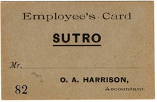 SUTRO BATHS employee's card