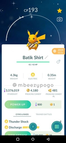Shiny batik pikachu bali - batik, pikachu,