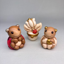 THUN COCCINELLA LOTTO TRIS PORTAFORTUNA ROSSA BIANCA PIANTA - SENZA SCATOLE