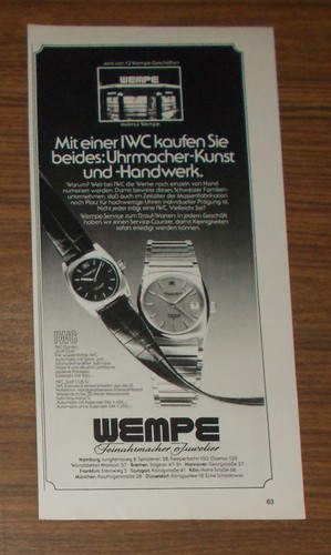 Rara pubblicità vintage iwc - vintage,