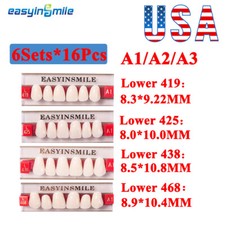 A1/A2/A3Dentale Resina Acrilica Denti Protesi Denti Superiore Anteriore Inferiore 6Set*16Pz 