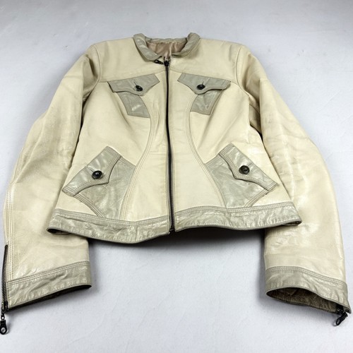 Giacca pelle panna - , vintage