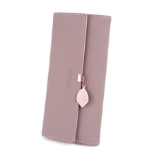 Portafoglio Donna Lungo Cerniera in Pelle Portafoglio Donna Grande (Viola