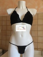 costume da bagno, modello perizoma, tg L, nero, cotone 100 %