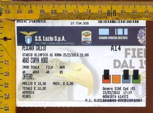 Biglietto calcio lazio pescara - biglietto,