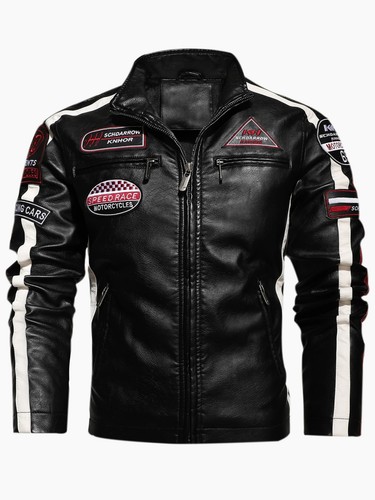 Giacca moto pelle per - pu, uomo