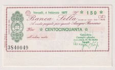 Miniassegni  Banca SELLA -