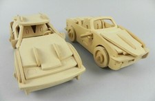 Coppia di macchinine in legno puzzle 3d auto sportiva modellino da collezione 