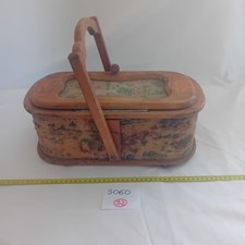 3060 RARO CESTINO PORTA OGGETTI O DA CUCITO VINTAGE IN LEGNO INIZI '900