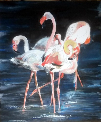 Quadro flamingos acrilico - quadro,