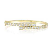 14K Oro Giallo Smeraldo Taglio Diamante Braccialetto Corona Set 3.27 CT Naturale