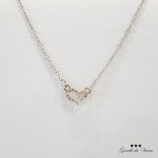 GIROCOLLO CATENINA COLLANA DONNA PENDENTE CIONDOLO CUORE BRILLANTINI ORO ARGENTO