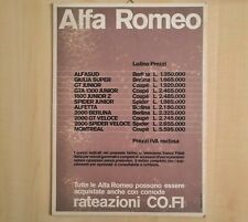 [rare] Alfa Romeo Poster/Listino Prezzi insegna 1973 (Montreal, 2000 spider, GT