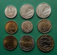 9 VALORI 5-10-20-50-100-200-500-1000 LIRE 1998 - FDC DA ROTOLINO O DIVISIONALE