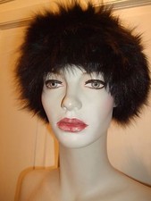 CAPPELLO FASCIA HEADBAND HUT HAT PELLICCIA FUR PELZ VOLPE FOX FUCHS MARRONE UNIC