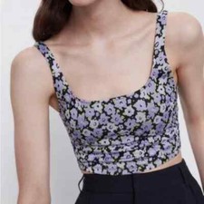 Canotta donna Zara viola fiori