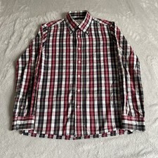 Camicia Brutus Trimfit uomo piccola rossa cotone abbottonata cotone quadri manica lunga