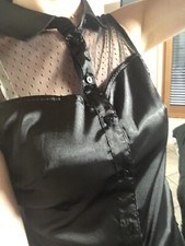 Camicetta Nera in tulle e pizzo Nero