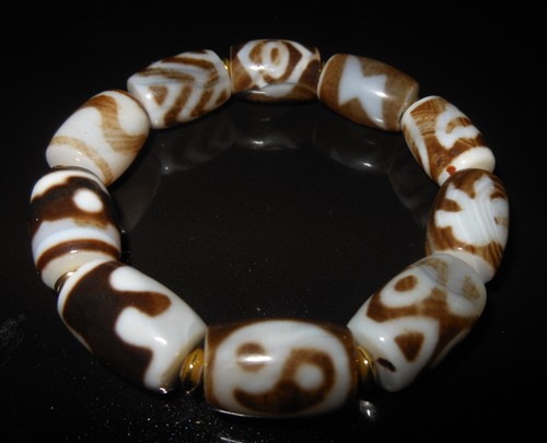 Bracciale dzi tibetano yin - bracciale,