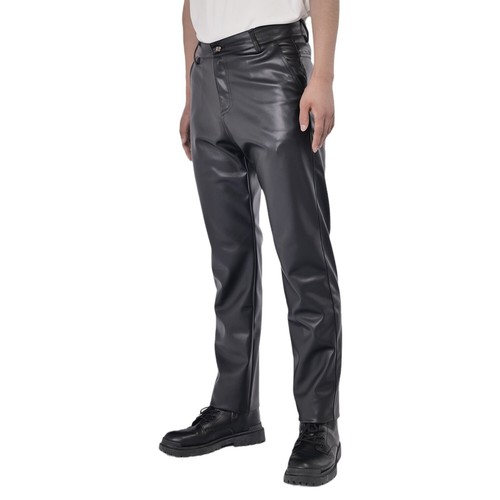 Uomo slim similpelle pantaloni - similpelle,