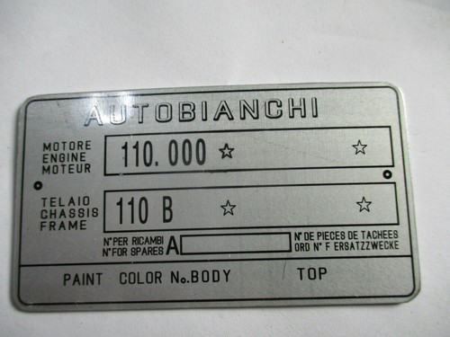 Targa plate telaio - id-plate,