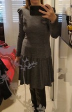 "Max & Co", Abito donna , pied de poule e righe, grigio/blu, tg. M