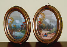 Quadri con Cornice ovale in legno intagliata ricoperta con foglia oro • Vintage