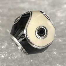 Charm Pandora Yin Yang Argento Sterling Pensionato 925 ALE Smalto Bianco Nero