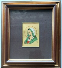 QUADRO VINTAGE CON MADONNA SU FOGLIA D'ORO ZECCHINO 23 KT R 917 CON  GARANZIA