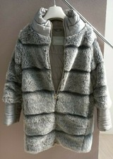 Piumino con inserti in ecopelliccia grigio perla Herno taglia 12 anni bambina