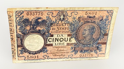 Antico biglietto stato 5 - di,