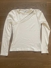 Maglia donna in cotone bianca con taglio sul petto tg. M