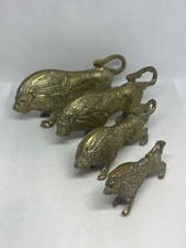 Antiche Statuette Leoni in ottone famiglia leoni leone scultura vintage epoca