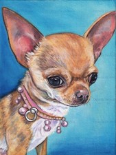 ritratto cane CHIHUAHUA  acrilico dipinto a mano idea regalo