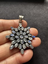 Ciondolo grande QVC argento sterling 925 India natura pietra di luna pavimentazione - 14 g