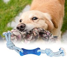 Giocattolo per cane in corda e gomma con osso blu interattivo cf 1 L.201