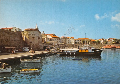 Cartolina alghero porto barche - porto,
