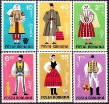 Romania 1973 Costumi Nazionali Abbigliamento Tessile Design Folk 6v Set MNH