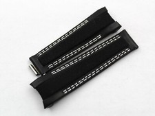 Cinturino Pelle/Cordura Nero/Bianco 20/16mm Chiusura Scatoletta Accessori Unisex