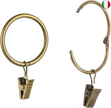 40 clip apribili per tende con anelli in ottone anticato da 2,5 cm, in metallo